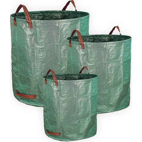 Sacs à déchets verts pour jardin. 3 tailles, Résistants avec poignées - XXL-500 litres - L-300 litres - M-120 litres