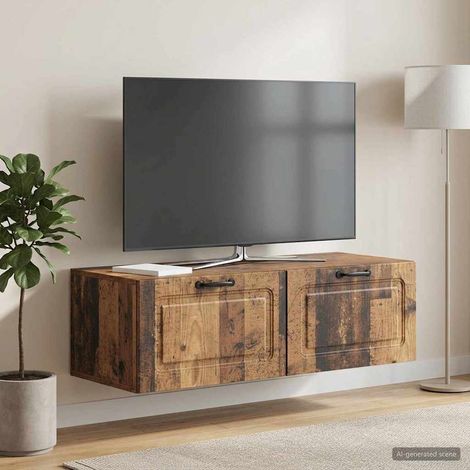 Wandmontierter TV-Schrank Altholz 98 x 41 x 30 cm Holzwerkstoff (1/5)