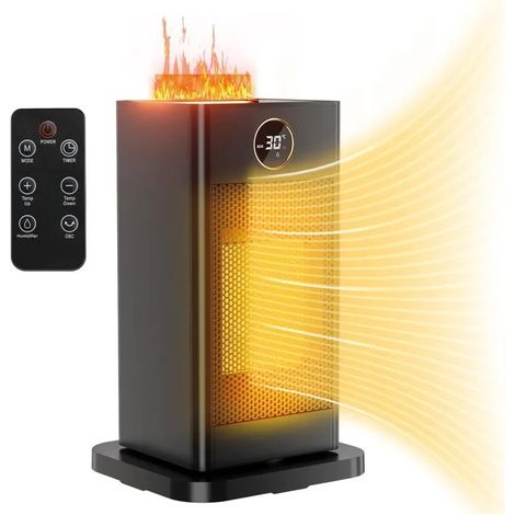 Radiateur Soufflant Céramique avec Humidificateur d'air, 1500W Chauffage Soufflant Electrique, Oscillant 90°, ECO, Minuterie 1-12H (1/5)