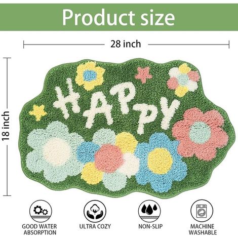 Bunte Badematte mit Blumenmuster, rutschfest, 45×70 cm — (1/5)