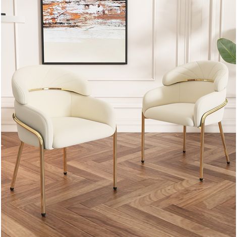 Juego de 2 sillas de comedor de terciopelo beige, cuatro patas metálicas, diseño moderno y uso versátil (1/5)