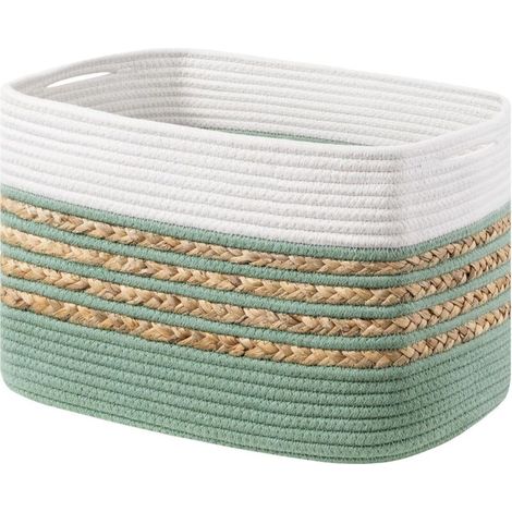Bardusch-Panier de rangement rectangulaire en corde de coton avec poignées, 35,6 x 20,3 x 22,9 cm, pour jouets et serviettes, vert (1/4)