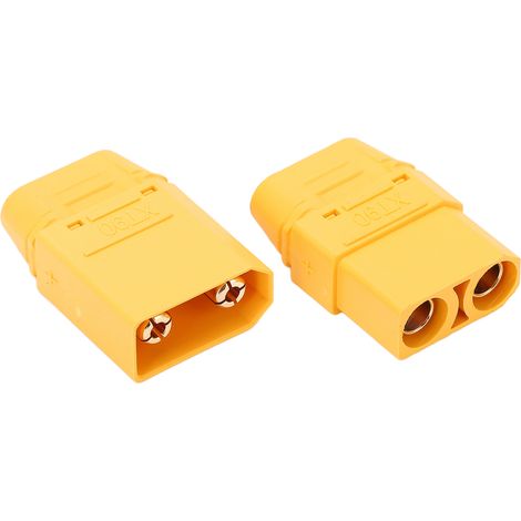 Connecteurs XT90 mâle/femelle plaqués or pour batteries LiPo de modèles réduits RC (quadricoptères et multicoptères) - Jaune (1/5)