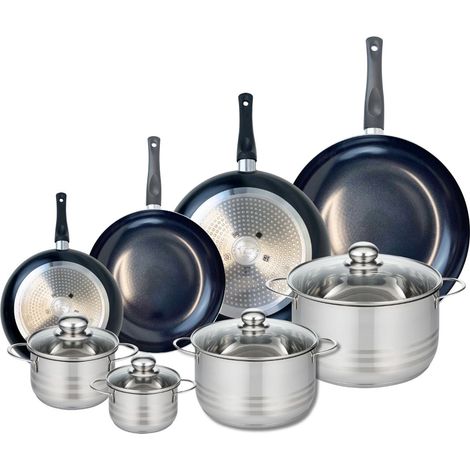 Ensemble de 4 Poêles de cuisson 20, 24, 28 et 32 cm et 4 faitouts 12, 14, 20 et 24 cm Elo Prima Brillant (1/5)