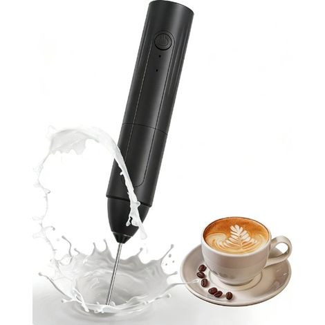 Mousseur à lait électrique portable – Mini fouet mélangeur pour café – Facile à ranger – Pour préparer mousse de lait et boissons – Noir (1/5)