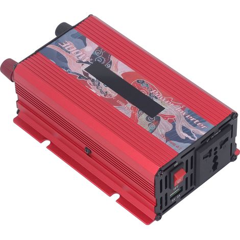 Convertisseur 300W 12V vers 110V AC, rendement élevé, écran LCD, refroidissement rapide, rouge, pour voiture, entrée DC 11-15V, transformateur de courant (1/5)