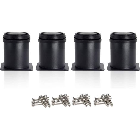 4 piedini per mobili neri, diametro 50 mm, regolabili in altezza da 0 a 15 mm con viti in acciaio inox (1/5)