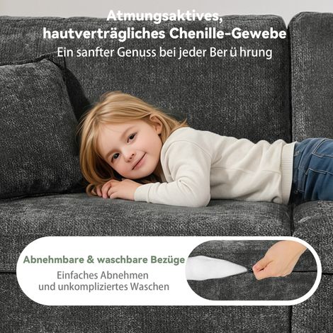 Canapé relax 2 places compact pour petit espace, tissu velours côtelé doux, avec pochette latérale, porte-gobelet et coussin inclus, idéal salon, bureau, chambre d’amis ou appartement, noir. (1/5)