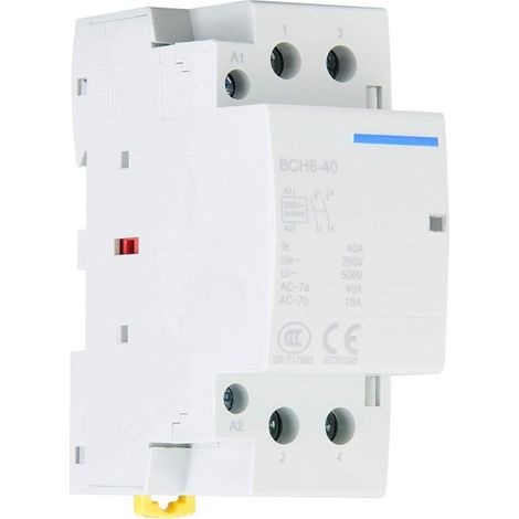 Contactor de CA doméstico, 2P 40A 2NO Contactor automático de CA doméstico 220V/230V 50/60Hz, 2 polos bidireccional, montaje en riel DIN de 35 mm normalmente abierto (1/5)