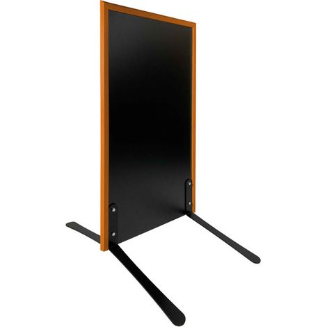 Panneau trottoir avec cadre orange sur piétement noir effet ressorts - Dimensions 105 x 56 cm (1/5)
