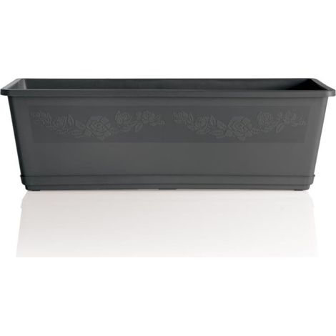 VASO BALCONELLA CON SOTTOVASO 40 CM COLORE ANTRACITE (1/3)