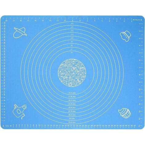 VtiziklAccessoires cuisine et cuisson Tapis de Cuisson Patisserie en Silicone Anti-adhésif Réutilisable Baking Mat Fondant Pate, 100% sans Bisphénol-A (BPA), avec Mesure, 50 x 40 cm (Bleu) (1/5)