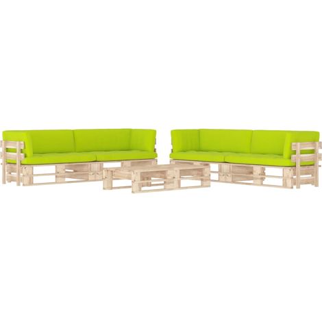 Salon de palette 6pcs avec coussins Bois de pin imprégné (1/5)
