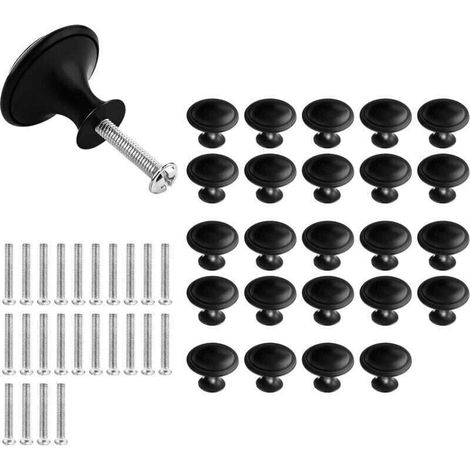 24 Pices Noir Tiroir de Porte Poigne,Boutons de Porte Rond Boutons,Noir Mat Tiroir de Porte Poigne,30mm Bouton de Meubles s\'appliquent Poignes de Meuble pour Placard Armoire Cuisine (1/4)