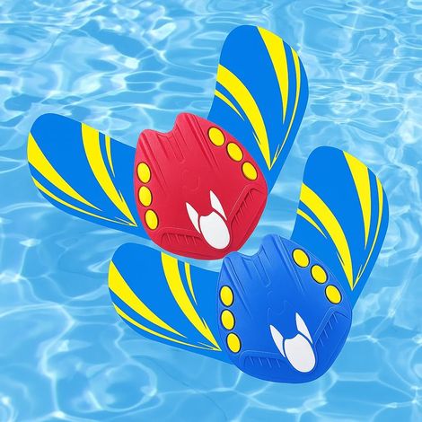 Kids Underwater Floats 24 × 15 cm Red Blue Set of 2 2 x EVA PC Rock Glides Without Batteries with Adjustable Fins for Swimming Pool Diving Games (1/5)