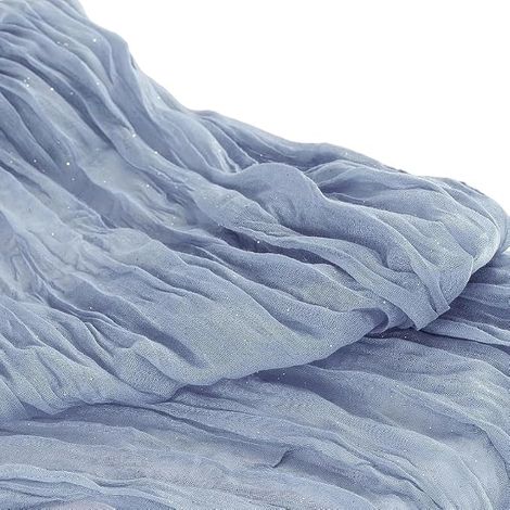 Chemin de Table Bleu en Gaze de Coton Mousseline 90x300cm (1/5)