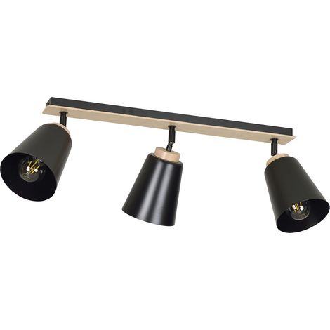 Plafonnier Emibig Atlas 3 90cm réglable 3xE27 noir/bois (1/5)