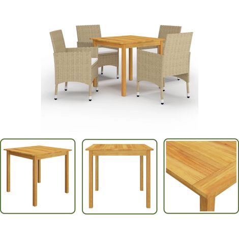 INLIFE Ensemble de salle à manger de jardin 5 pcs Beige (1/5)