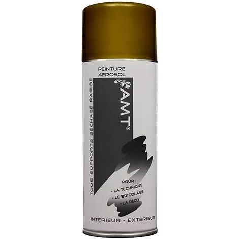 Bombe de peinture aérosol effet métallisé vieil or 0,330 L – Peinture acrylique pour bois et métal – Finition brillante pour décoration – AMT - BPA60