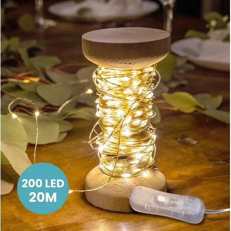 Guirlande Led Argent 20M Avec Interrupteur On/Off - Bobine 20M Guirlande Lumineuse Led - Guirlande Leds pour deco chambre Lumière blanche (1/2)