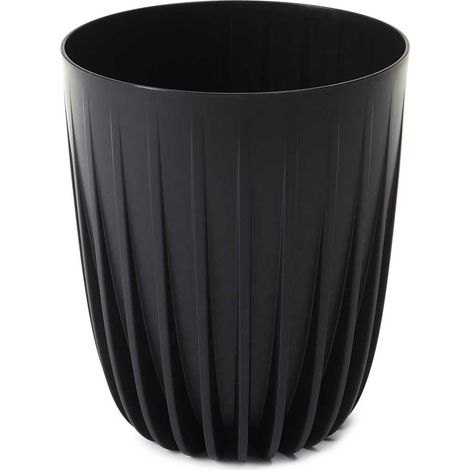 Vaso da fiori nero in plastica riciclata ecologica. (1/4)