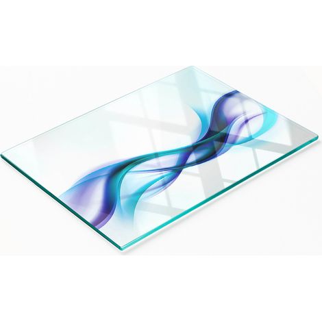 Dekoratives Schneide- und Servierbrett aus Glas, abstraktes Wellenmuster, 80 x 52 cm (1/5)