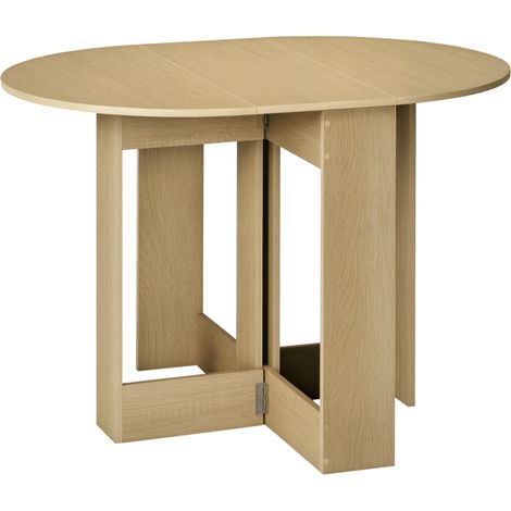 Space-saving Drop Leaf Table, Folding Dining Table for Small Space, Kitchen, Dining Room, Oak (1/5)