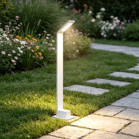 Mai & Mai Lampione da Giardino 3000K, Luminoso da Giardino IP65 Paletti Esterni Led 12.8X9.8x80.8cm in Alluminio per Giardini, Parchi, Aree Residenziali e Ingressi Pfadfinder, Sabbia bianco