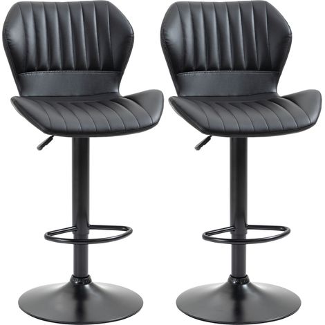 Dos juegos de taburetes de bar de altura ajustable, silla giratoria con rotación de 360° y respaldo, ideal para cocina, salón, bar y sala de entretenimiento (48,5 x 55,5 x 90-110 cm). (1/5)