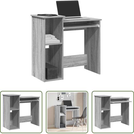 Holzwerkstoff Schreibtisch - Schreibtisch mit Regal Grau Sonoma 84x40x78 cm Holzwerkstoff (1/5)