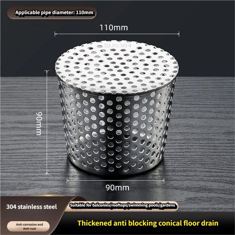 Filtre à flux descendant 110mm, bouchon d'étanchéité, couvercle de ventilation, bouchon de tuyau d'échappement conique en acier inoxydable (1/5)