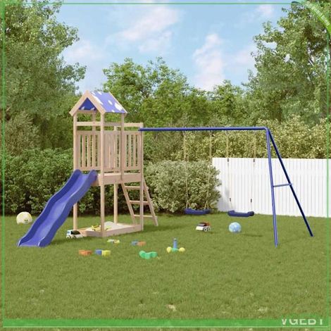 Aire de jeux d'extérieur - 3279079 - Bois de pin massif non traité - 313x304x215 cm - Toboggan et balançoire double (1/5)