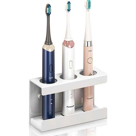 Support Brosse à Dents électrique 3 emplacements en Acier Inoxydable, Porte Brosse à Dents Mural sans perçage/Installation à vis (1/5)