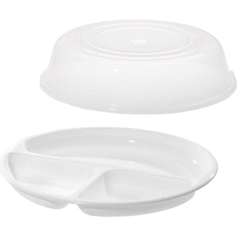 Westmark Set per Microonde , 2 Pezzi, Piatto e Coperchio, ø 25 cm Ciascuno, Plastica, Bianco/Trasparente, 224022E6 (1/5)