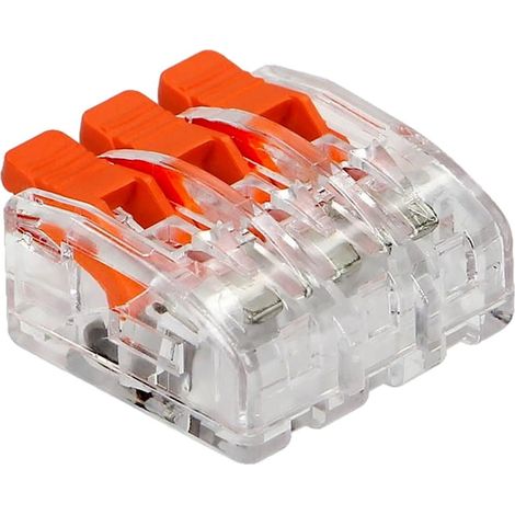 Connecteur de serrage d'installation à 3 fils pour tout fil de 0,2 à 4 mm ? CEI 450V / 32A 10 pièces. (1/4)