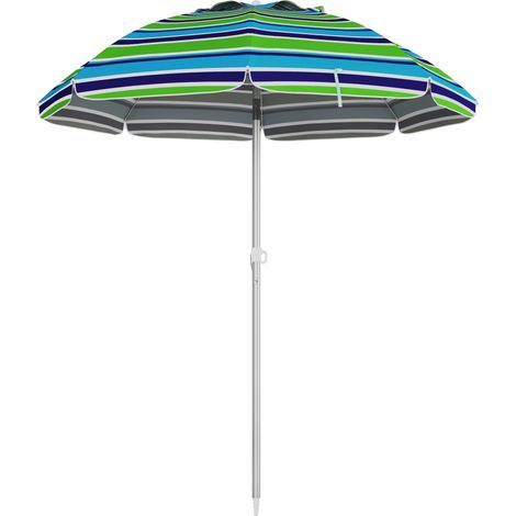 Sonnenschirm Strand Ø178 cm UV40+ windfest stabil höhenverstellbar Strandschirm mit Neigung Belüftung Tasche Mehrfarbig