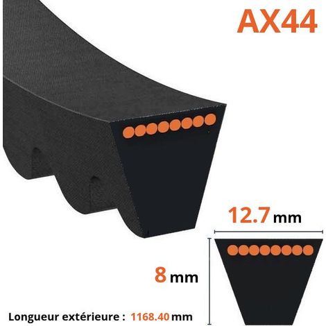Courroie crantée trapézoïdale 12.7mm – Épaisseur 8mm – Longueur 1168.40mm – Transmission voiture – AX44 – Mitsuboshi