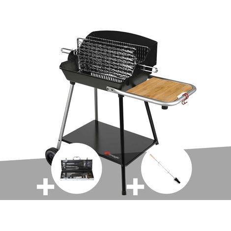 Barbecue Horizontal et Vertical Excel Grill + Malette 8 accessoires inox + Kit tournebroche - Somagic (1/5)