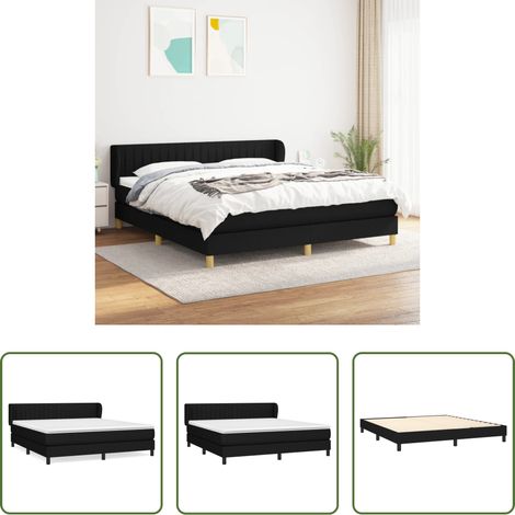 vidaXL Kopfteil - Boxspringbett mit Matratze Schwarz 160x200 cm Stoff (1/5)