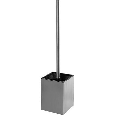 Portascopino WC design quadrato in acciaio inox finitura satinata  KAM780S kamalu