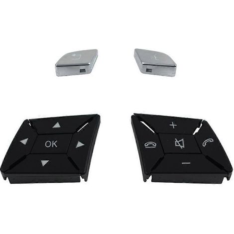 Cache-boutons de commande au volant pour Mercedes-Benz Classe C, GLK, EA (W156, W246), couleur argent. (1/5)