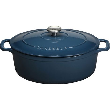 Cacerola ovalada de hierro fundido esmaltado, 29 cm, azul - PUC472997 - Chasseur -