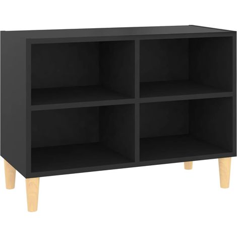 MAISON LA VIE Meuble TV - Banc TV - Meuble De Rangement avec pieds en bois massif Noir 69,5x30x50 cm
