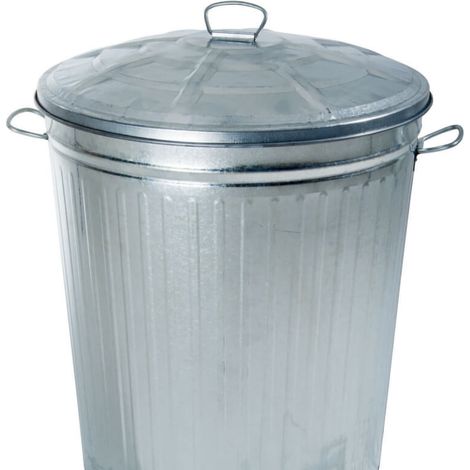 Papelera galvanizada de 35 litros, altura 37 cm