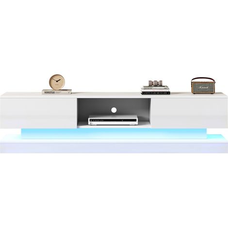 ELVMI Mobile TV con 2 Cassetti e LED con Controllo tramite App, Passacavi, per Soggiorno, 160 × 35 × 40.5 cm (1/5)