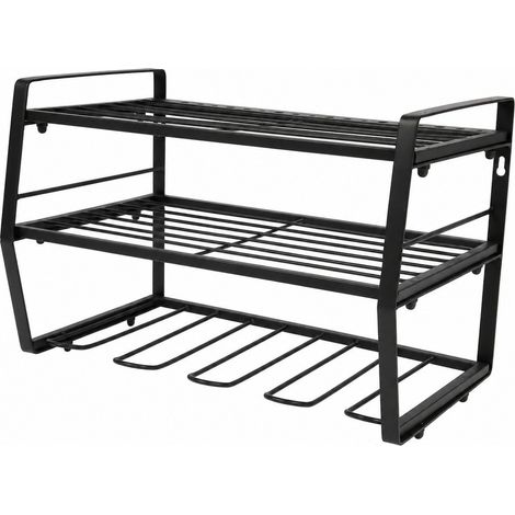 Organisateur d'outils électriques à 3 niveaux, support de rangement mural, étagère flottante robuste, noir (1/5)