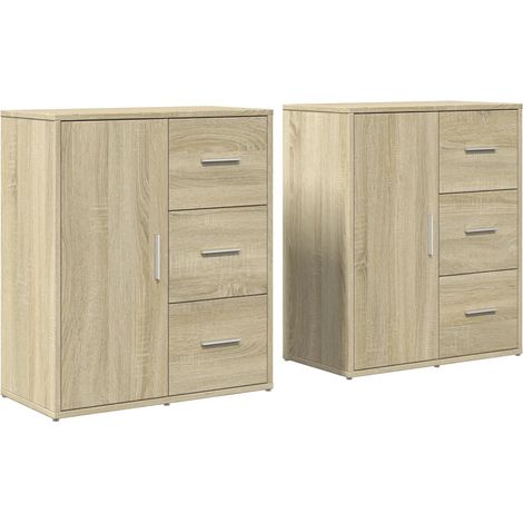 Credenza buffet cassettiera mobile contenitore organizer cucina soggiorno soggiorni set da 2 sonoma 60 x 31 x 70 cm derivati del legno marrone 020036817