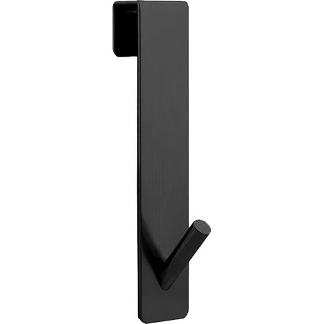 Gancio per porta doccia, acciaio inox, design salvaspazio, nero - 1 pz, 17,8 cm (1/2)