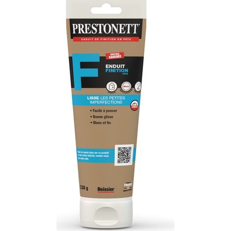 Prestonett – Enduit de lissage en pâte 330g – Finition mate pour intérieur – Multi-supports béton, plâtre, bois – Application facile et ponçable