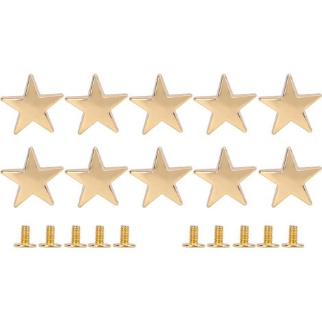 10 pièces Rivets étoiles en métal 20mm Rivets étoiles en alliage de Zinc haute brillance avec vis PH 7mm pour vêtements chaussures vestes (Ou) (1/5)